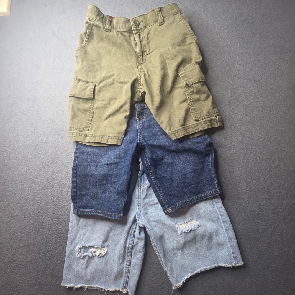 Levis Boys Shorts Lot of 3 Size 12 Cargo 511 Slim Denim Blue Green Distressed